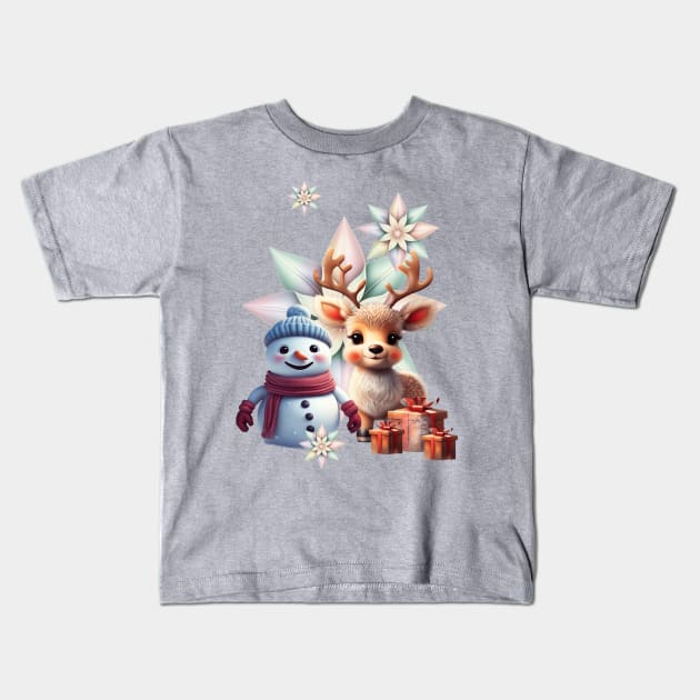 So sweet this little reindeer with the friend the snowman. Kids T-Shirt by Nicky2342